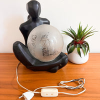 Ceramic Lady Globe Lamp in black