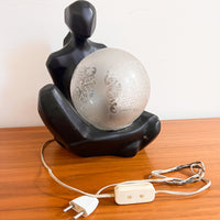 Ceramic Lady Globe Lamp in black