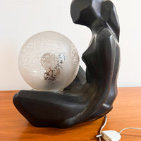 Ceramic Lady Globe Lamp in black