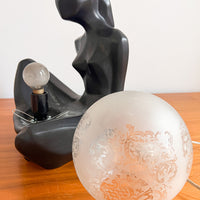 Ceramic Lady Globe Lamp in black