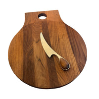 Large Round Nissen Solid Wood Cutting Charcuterie Board Dansk Torun Cutting Knife