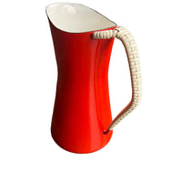 Dansk Danish Red Enameled Cast iron Pitcher with Woven handle