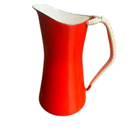 Dansk Danish Red Enameled Cast iron Pitcher with Woven handle