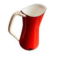 Dansk Danish Red Enameled Cast iron Pitcher with Woven handle