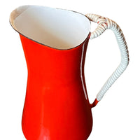 Dansk Danish Red Enameled Cast iron Pitcher with Woven handle