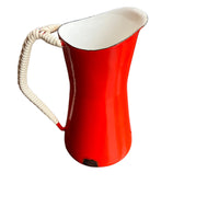 Dansk Danish Red Enameled Cast iron Pitcher with Woven handle