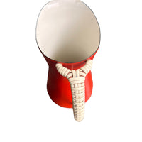 Dansk Danish Red Enameled Cast iron Pitcher with Woven handle