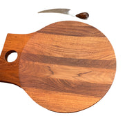 Large Round Nissen Solid Wood Cutting Charcuterie Board Dansk Torun Cutting Knife