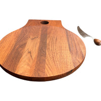 Large Round Nissen Solid Wood Cutting Charcuterie Board Dansk Torun Cutting Knife