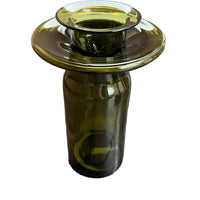 Hand Blown Norwegian Green Glass PLUS CC Candle Holder Norway