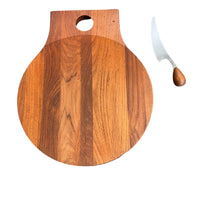 Large Round Nissen Solid Wood Cutting Charcuterie Board Dansk Torun Cutting Knife