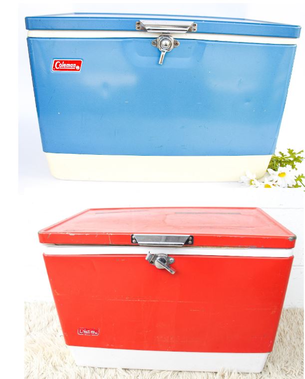 Retro Red and Blue Coleman Cooler (Sold Separately)