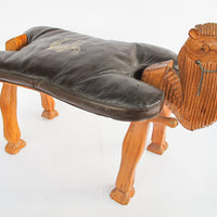 Wood Camel Saddle Holder Stool Bench with Cushion