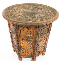 Teak End Table with Lattice Folding Base