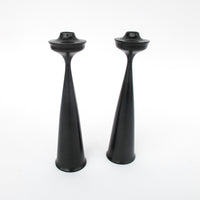 Set of 2 Midcentury Swedish Wood Candlesticks Made in Sweden