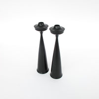 Set of 2 Midcentury Swedish Wood Candlesticks Made in Sweden