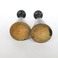 Set of 2 Midcentury Swedish Wood Candlesticks Made in Sweden