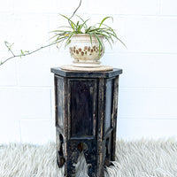 Tibetan Hexagon Wood Table Plant Stand