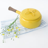 Yellow Midcentury Dansk French Pot with Lid and Wood handle