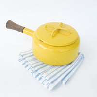 Yellow Midcentury Dansk French Pot with Lid and Wood handle