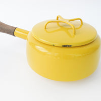 Yellow Midcentury Dansk French Pot with Lid and Wood handle