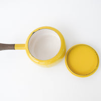 Yellow Midcentury Dansk French Pot with Lid and Wood handle