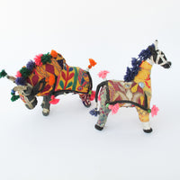 Indian Rajhastani Fabric Bull & Horse (Sold Separately)
