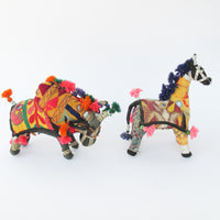 Indian Rajhastani Fabric Bull & Horse (Sold Separately)