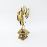 Midcentury Brutalist Floral Brass Art Sculpture with Marble Base By Jorge Lopez Portillo