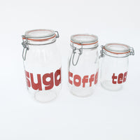 Set of 3 80's Glass Kitchen Canisters