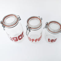 Set of 3 80's Glass Kitchen Canisters