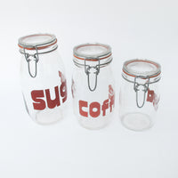Set of 3 80's Glass Kitchen Canisters