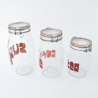 Set of 3 80's Glass Kitchen Canisters
