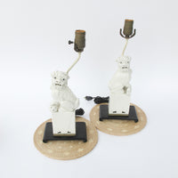 Set of 2 antique Blanc Chinoiserie Porcelain Foo Fu Dog Lamps with Shades
