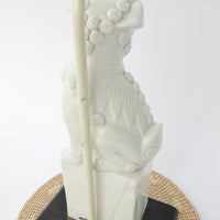 Set of 2 antique Blanc Chinoiserie Porcelain Foo Fu Dog Lamps with Shades