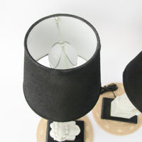 Set of 2 antique Blanc Chinoiserie Porcelain Foo Fu Dog Lamps with Shades