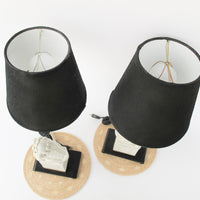 Set of 2 antique Blanc Chinoiserie Porcelain Foo Fu Dog Lamps with Shades