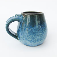 Low Ceramic Pottery Blue Mug