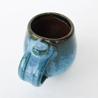 Low Ceramic Pottery Blue Mug