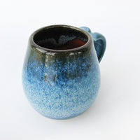 Low Ceramic Pottery Blue Mug