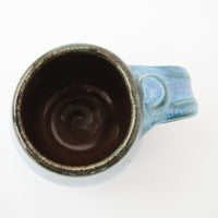 Low Ceramic Pottery Blue Mug