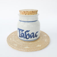 Ceramic Tobac Tobacco Pottery Jar with Cork Lid