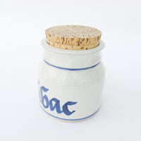 Ceramic Tobac Tobacco Pottery Jar with Cork Lid