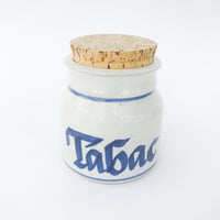 Ceramic Tobac Tobacco Pottery Jar with Cork Lid