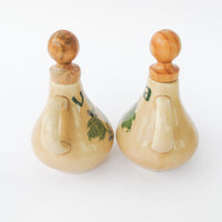 Ceramic Olive and Vinegar Jars with Painted Desert Flowers