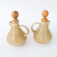 Ceramic Olive and Vinegar Jars with Painted Desert Flowers