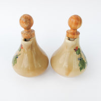 Ceramic Olive and Vinegar Jars with Painted Desert Flowers
