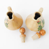 Ceramic Olive and Vinegar Jars with Painted Desert Flowers