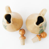 Ceramic Olive and Vinegar Jars with Painted Desert Flowers