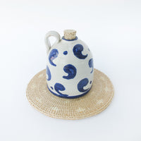 Ceramic Oil Pottery Jug with Cork Top and Blue Comma Design
